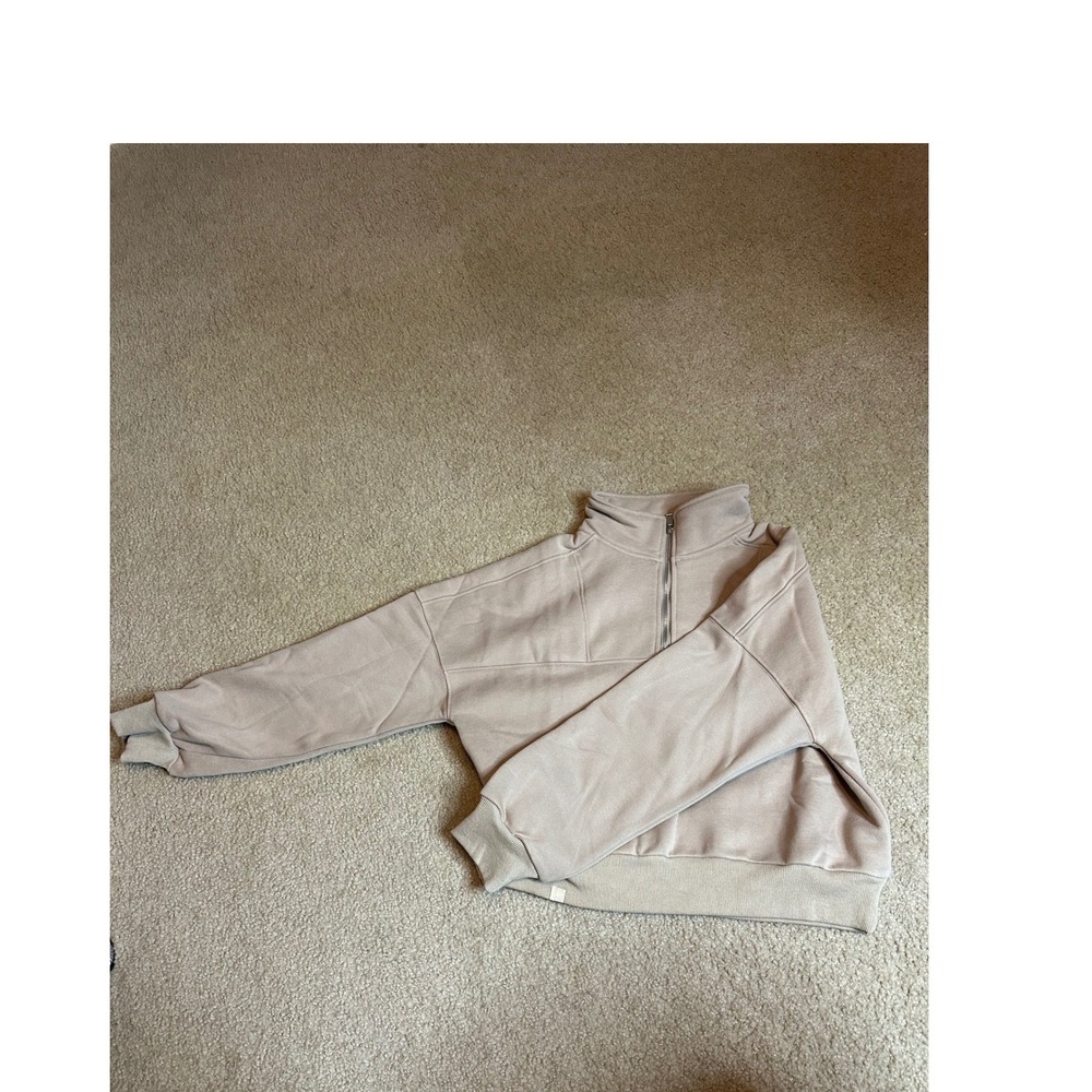 Alexander Jane Womens Tan Beige Quarter Zip‎ Pullover Sweatshirt S/M AJ3002
